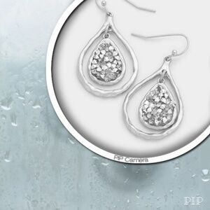 Silver Druzy Teardrop Earrings